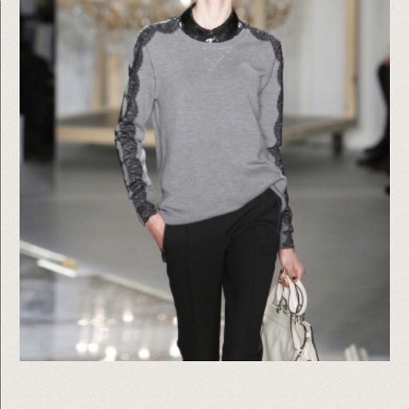 Jason Wu Gray Lace-Trimmed Wool Sweater Large NWT - Picture 2 of 4